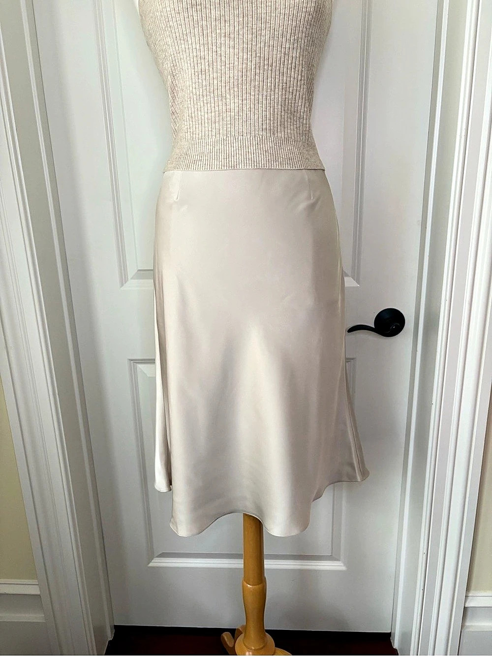 J.ING Eggshell Ivory Satin Midi Slip Skirt NWT